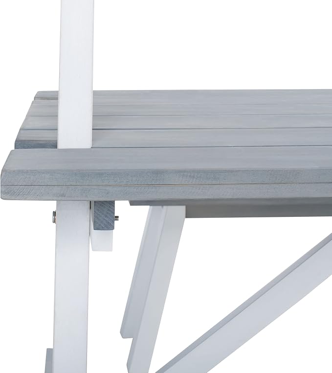 SAFAVIEH Outdoor Collection Willamy Ash Grey 3-Piece Dining Bench & Table Set