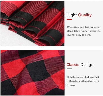 Black Red Table Runner 4Packs 13x108 Inch Plaid Table Runner Christmas Buffalo Plaid Tale Runners Farmhouse Holiday Table Linen