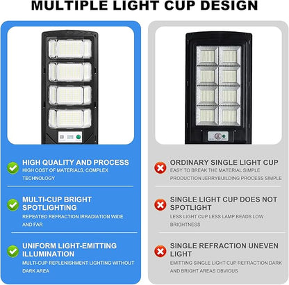 MUCH Solar Street Lights Outdoor 1 Pack, Waterproof with Motion Sensor, 8500K Solar Lights Outdoor, Lamparas Luces Solares para Exteriores Dusk to Dawn Commercial Lighting for Yard Path