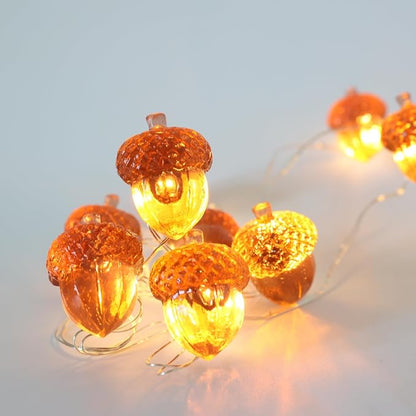 Fall Decoration for home 3D Acorn Lights Thanksgiving Décor Fall Garland Decorative Cute Fairy Lights Outdoor Waterproof Battery Operated Autumn Lights 30LED 10ft Christmas Window Room Decor