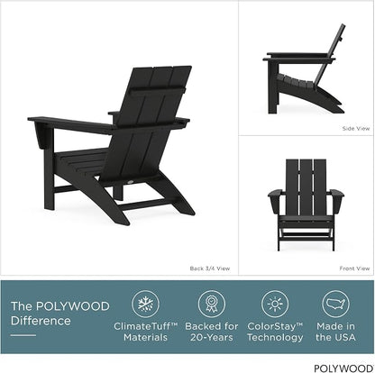 POLYWOOD Modern Adirondack Chair – All-Weather Outdoor Lawn Adirondack Chairs – HDPE, Fade-Resistant & Durable Outdoor Furniture – For Patio, Deck & Fire Pit Chairs – Black