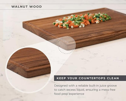 Walnut Wood Cutting Board – 15"x12" Butcher Block – Reversible Chopping Board with Juice Groove – For Meat, Cheese, Veggies, Charcuterie – Knife Friendly Kitchen Essential