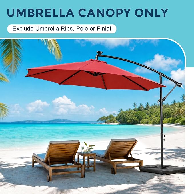 COWVIE Umbrella Canopy Replacement for 8 Ribs Patio Umbrella, Outdoor Table Parasol Replacement for Yard, Canopy Only