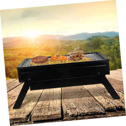 MERRYHAPY Portable Charcoal Grill Compact Stainless Steel Design for Outdoor Barbecues Camping and Picnics Features Pullout Charcoal Container for Gatherings People