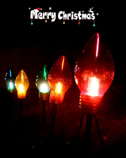 10 Lights Jumbo C9 Pathway Christmas Lights Outdoor, 11Ft 2 Pack 5 LED Giant Bulbs, Large Outdoor Christmas Decor for Holiday Lawn Yard Garden, Big Light Decorations, Multicolor