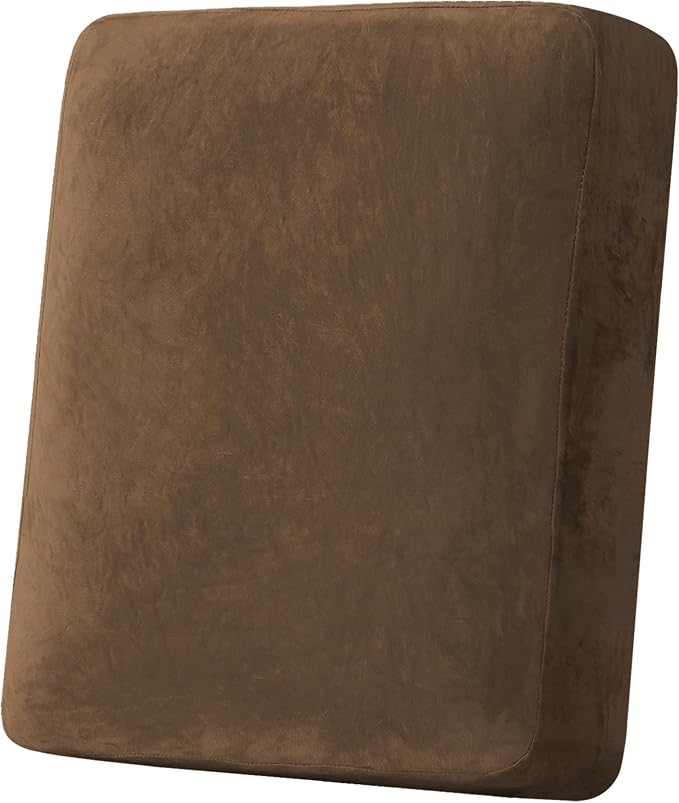 H.VERSAILTEX Velvet Stretch Couch Cushion Cover Plush Cushion Slipcover for Chair Cushion Furniture Protector Seat Cushion Sofa Cover (1 Piece Armchair Cushion Covers, Bronze Brown)