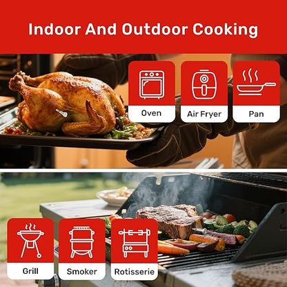 Wireless Bluetooth Meat Thermometer Digital, Standalone Base, WiFi Unlimited Range, AI guided cooking, 6 Sensors with ± 0.18°F Accuracy, 4 Probes for Kitchen, BBQ, Grill, Oven, Smoker (Z Pro)