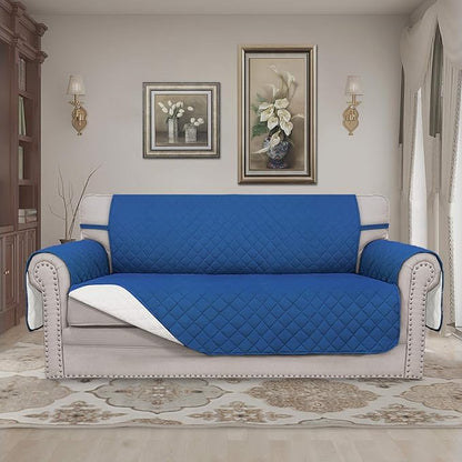 Easy-Going Reversible Couch Cover, 2 Cushion Sofa, Blue/Ivory | Oversized Loveseat Slipcover For Dogs, Water Resistant Mat, Living Room, Non-Slip Sofa Cover, Pet Friendly