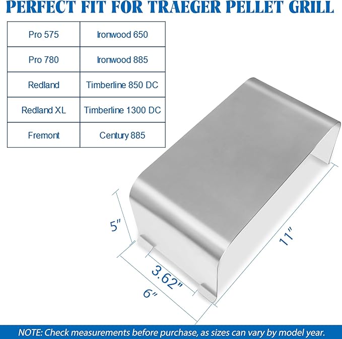 Heat Baffle for Traeger Pro 575 780, Ironwood 885 650, Century 885, Gen 2 Timberline 850 1300 DC Flame Defector Replacement Parts Heat Shield KIT0450 BCA1268