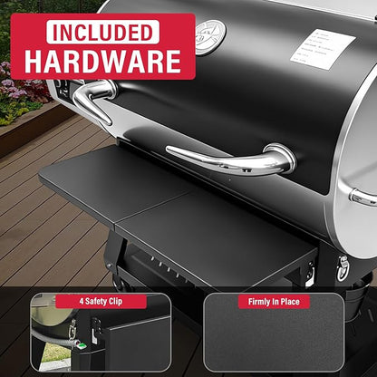 Utheer Front Folding Shelf for Recteq RT-1100 Flagship Wood Pellet Grill, Heavy Duty Grill Prep Table 31.3" x 10.2", Supports 60 LBS, Foldable BBQ Front Shelf, Rectec RT 1100 Smoker Accessories