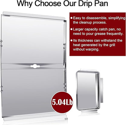 Hiorucet Grill Drip Pan Kits for Dyna Glo Grill Replacement Parts DGB610SSP, Adjustable 30''-36'' Grease Tray with Catch Pan, Heat Plate Tent Shields for Dynaglo Grill Replacement Parts 6 Burner.