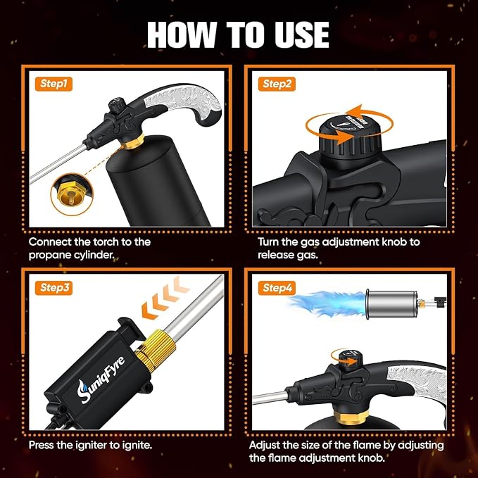 CSA Certified Propane Torch Weed Burner 2 Pack | Adjustable Flame Weed Torch with Detachable Handle&Piezo Trigger Self Igniting for Weed(Propane Tank Not Included)