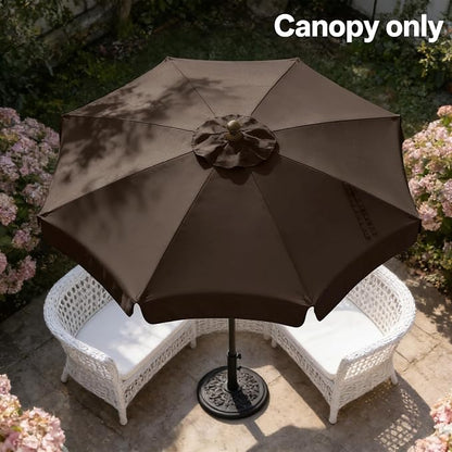 MASTERCANOPY Valance Patio Umbrella 9 ft Replacement Canopy for 8 Ribs-Brown Canopy Only