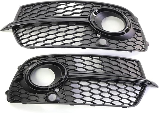 Fog Lamps Cover 2X Left Right Side Front Fog Light Grill Grille Cover Q5 SLine SQ5 4 Door for Sport 2014-2017 Honeycomb Hex Lamp Grills