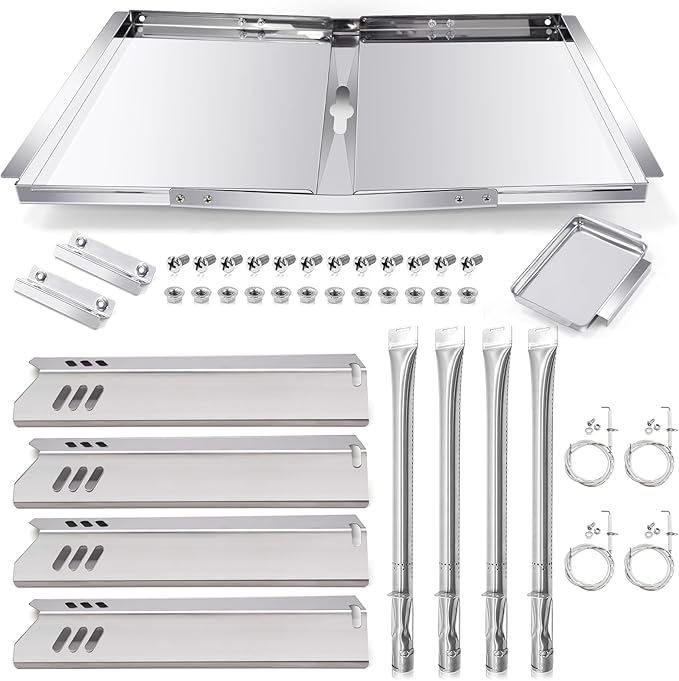 Hiorucet DGF493BNP Grease Tray Replacement Parts, Adjustable 24''-30'' Drip Pan, Heat Plate Tent, Burner and Igniter for Dyna Glo DGF510SBP, DGF493BNP Replacement Parts, Backyard Grill BY13-101-001-12