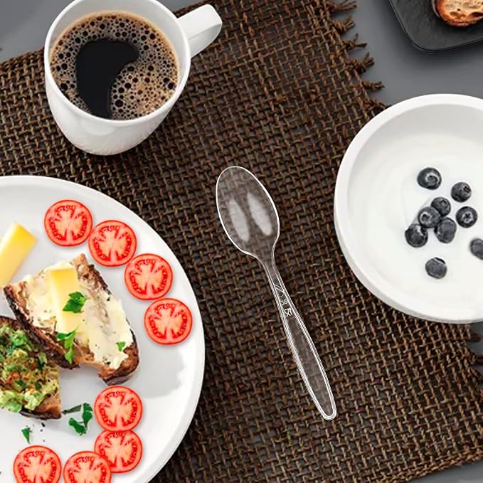 Party Bargains Disposable Cutlery set, Color: Clear Sapphire, Count: 720 Pcs: 120 Knives, 240 Spoons, 360 Forks