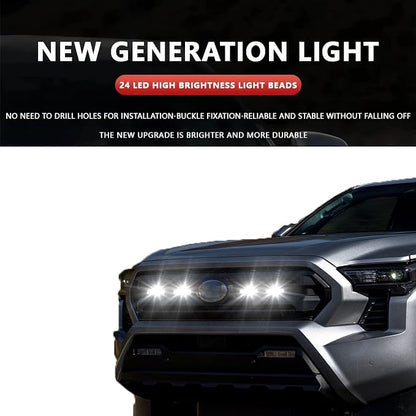 4PCS LED Front Grille Light Clip On for 2024/2025 Toyota Tacoma SR/SR5，White OEM Car Grill Lights