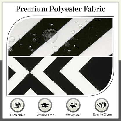 Cozyide Outdoor Chair Cushions, Waterproof Patio Seat Cushions with Adjustable Straps, Round Corner Patio Chair Cushions for Garden, Black Geometry, 17x16x2 Inch (Pack of 4)