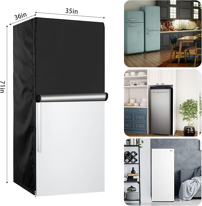 Outdoor Refrigerator Cover 35''W x 36''D x 71''H, 600D Oxford Upright Freezer Cover,Protection for Refrigerator Waterproof, Dustproof, Sun-Proof