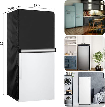 Outdoor Refrigerator Cover 35''W x 36''D x 71''H, 600D Oxford Upright Freezer Cover,Protection for Refrigerator Waterproof, Dustproof, Sun-Proof