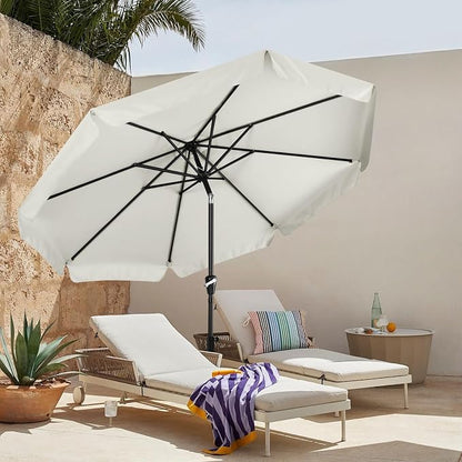 MASTERCANOPY 9ft Patio Umbrella with Valance, Crank & Tilt, Light Beige | 8 ribs, UV/fade-resist, waterproof, vent, for garden/deck/yard/pool
