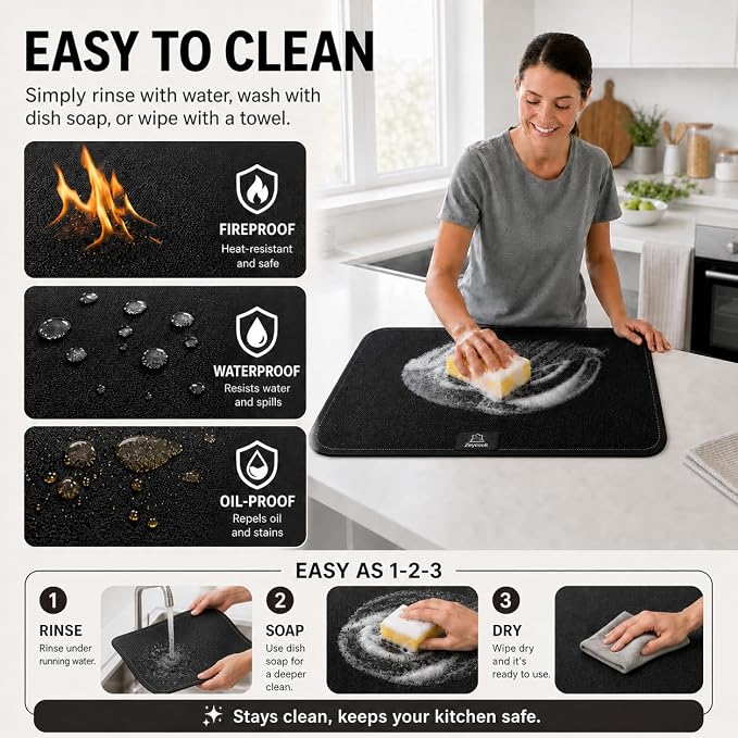 31 x 24 Inch Heat Resistant Mats for Countertop and Tabletop Grill, 2MM | 5-Layer Fireproof Grill Mat for Outdoor Grill, Portable Charcoal Grills, Gas Grills, Pizza Ovens, fits Blackstone & Ninja