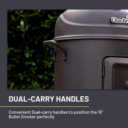 Char-Broil Bullet Charcoal Smoker 16" - 18202075,Black