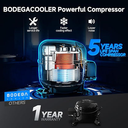 BODEGACOOLER 12 Volt Car Refrigerator, 100 Quart Portable Freezer, Car Fridge Dual Zone WIFI APP Control, -4℉-68℉ Cooler, 12/24V DC and 100-240V AC, for Travel, Camping, Outdoor,RV, black
