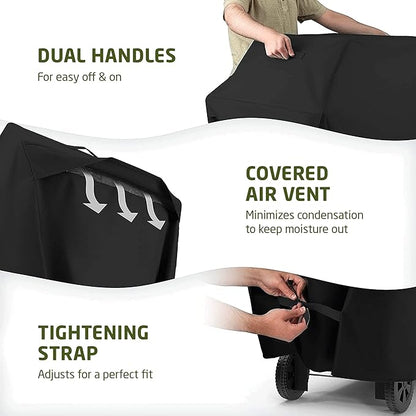 ZOBER Heavy Duty BBQ Grill Cover - 58 Inch Waterproof Double Layered Fits Weber Gas Grill Cover Charbroil Grill & Smoker - Gas Grill Covers w/Air Vents, Dual Handles - 600D Oxford Fabric, Black