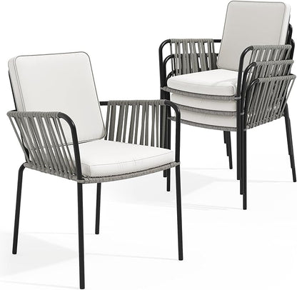 YITAHOME Outdoor Patio Dining Set 5-Piece 59.1" * 34.3" Outdoor Table and Chairs Patio Dining Furniture Sets for 4 with Stackable Chairs and Cushions Outdoor Dining Table Set for Garden Lawn Porch