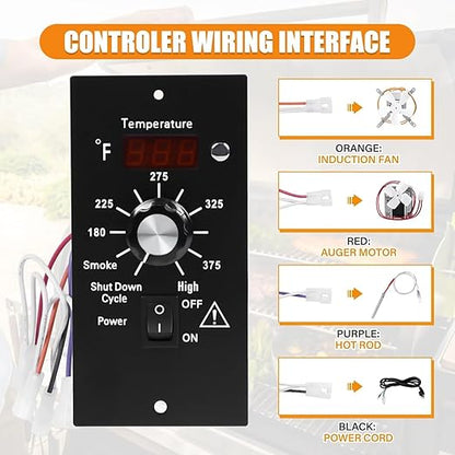 Digital Thermostat Control Panel Kit for Traeger Wood Pellet Grills, BAC236 Replacement Parts Digital Thermometer Pro Controller with 7" RTD Temperature Probe Sensor BAC194 Smoker Accessories