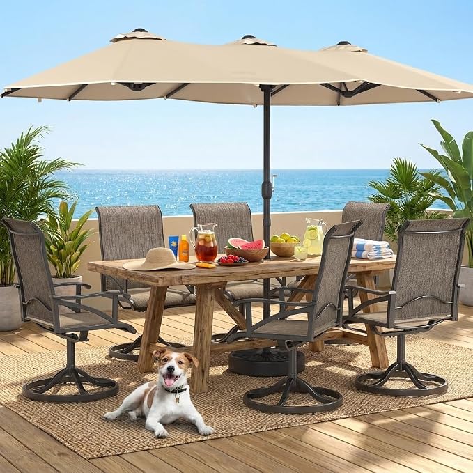 DWVO 12 Set Outdoor Swivel Chairs, Premium Patio Swivel Chairs High Back & Heavy Duty Frame, All Weather Outdoor Swivel Chairs Set of 12 for Porch Lawn Patio, Gray