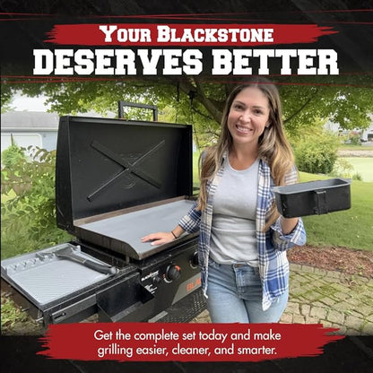 KITCHEN PERFECTION Ultimate Kit for Blackstone Griddle 28 Inch - Silicone Griddle Cover Mat + Griddle Accessories Mat + 2 PCS Silicone Grease Cup Liners Hermetic Protection from Rust & Debris All Year