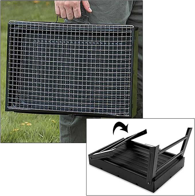 Large 17" Portable Folding Barbecue Grill Charcoal Lightweight Barbecue Grill Tools for Outdoor Grilling Cooking Camping Hiking Picnics Tailgating Backpacking Party