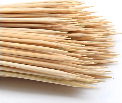 DTmasao 200PCS 10 inch Bamboo Skewers for wooden sticks， BBQ，Appetiser，Fruit，Cocktail，Kabob，Chocolate Fountain，Grilling，Kitchen，crafting and Party. Φ=3mm, More Size Choices 6"/8"/10"/12"/36"