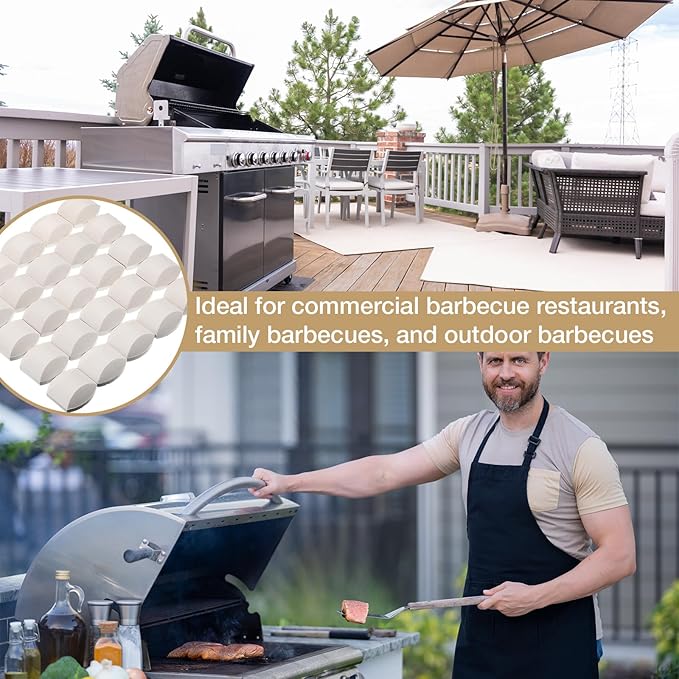 Baquler 100 Pcs Ceramic Briquettes for Gas Grill, Ceramic Briquettes Grill Bricks Replacement for Lava Rocks, Barbecue Briquettes Gas Grill Briquettes for BBQ Gas Grill