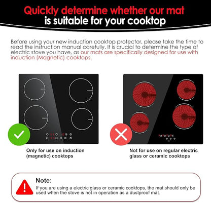 Large Translucent Induction Cooktop Protector Mat 21.2"x35.4", Silicone Fiberglass Magnetic Stove Scratch Protector, Non-Slip Pads Prevents Pot Sliding & Scratches for Safe Cooking
