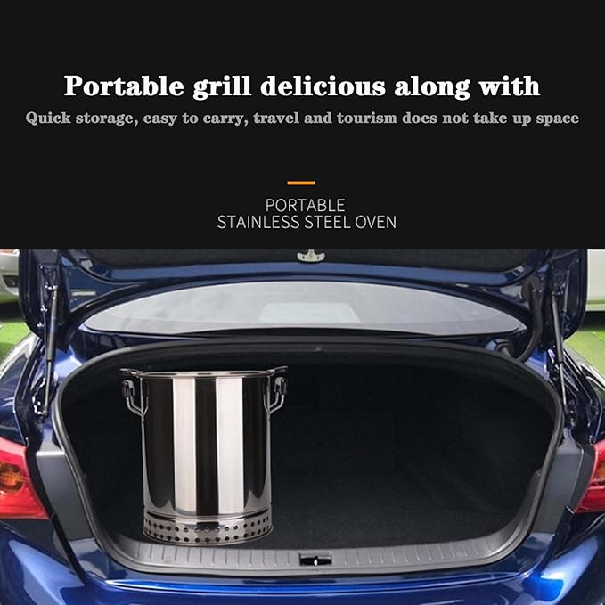 Portable charcoal grill, can be fried, can be grilled, double insulation, prevent burns, easy to clean, 39 * 43cm (B)