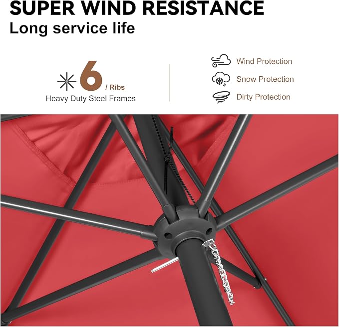 10 ft Patio Umbrella Outdoor with Push Button Tilt, Red | UV Protection, Waterproof, Large Porch Deck Umbrella for Pool, Table, Garden, Backyard, Provides Shade