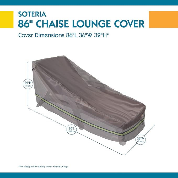 DUCKCOVERS Soteria Waterproof 86 Inch Patio Chaise Lounge Chair Cover, Chaise Lounge Covers Outdoor