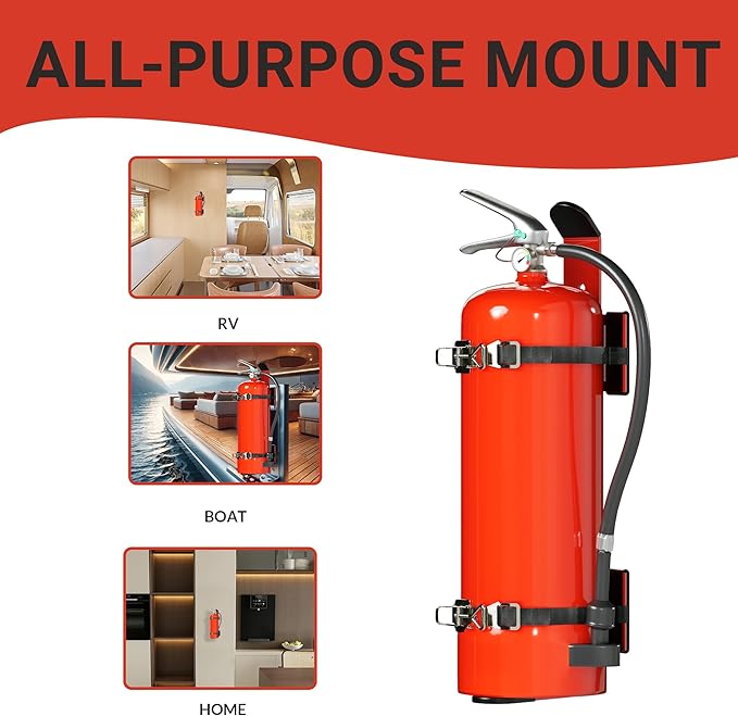 Truck-Grade Fire Extinguisher Mount – Anti-Vibration Bracket for 5 lb Extinguishers – Rugged, Secure Hold for Commercial Vehicles, Off-Road, RV & More