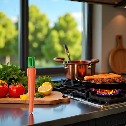 Orange Carrot Shape Silicone Baking Brush Cake Cream Brush Kitchen Cooking Heat Resistant Grill Oil for Meat Cake Barbecue Tool Sets Grilling and Barbecue Utensils
