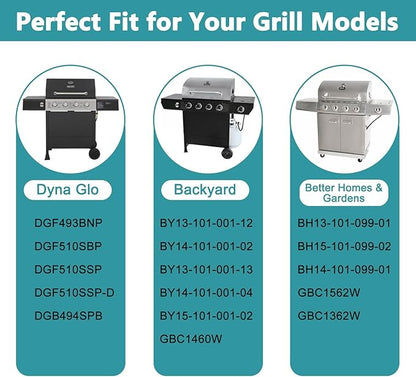 DGF510SBP Tray Replacement Parts for Dyna-glo DGF510SSP, DGF493BNP, Backyard Grill BY13-101-001-13, GBC1460W, BHG Grill BH13-101-099-01, Adjustable 24"-30" Grease Tray Drip Pan, Heat Shield Plates