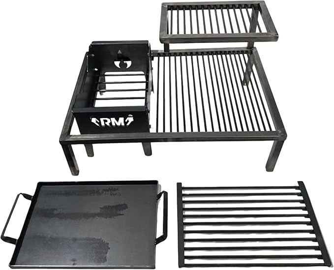 Luxury Argentine Grill with removable iron modules - Iron Argentina Grill - BBQ Parrilla Asado + Brazier - SIZE 24 X 16in