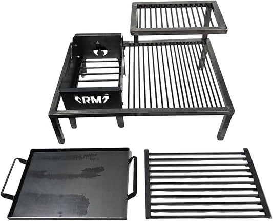 Luxury Argentine Grill with removable iron modules - Iron Argentina Grill - BBQ Parrilla Asado + Brazier - SIZE 24 X 16in