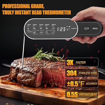 Smart Meat Thermometer Digital with Ultra-Fast 0.5 Sec Instant Read, Oven Safe for Grill, BBQ, Smoker, Candy