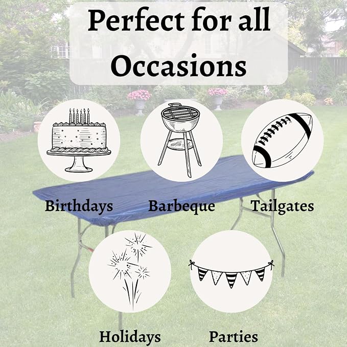 8' Rectangular Plastic Table Covers 30" x 96" (8 Feet), (10 Pack, Royal Blue)