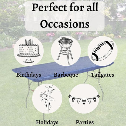 8' Rectangular Plastic Table Covers 30" x 96" (8 Feet), (10 Pack, Royal Blue)