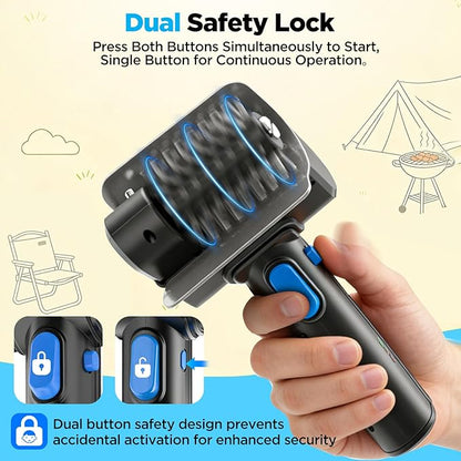 Electric Grill Brush with Dual Safety Lock - 2026 TikTok Ideal Gift for Men Dad Husband, Professional BBQ Cleaner with Submersible 304 SS Head, Splash-Proof Scrubber for Grill (Blue Button)