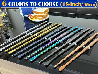 JETKONG 2 Pcs 18 Inch (45cm) Stainless Steel Grill Tongs Heavy Duty Giant Tweezer Tongs, Extra Large Tweezers Tools for Cooking, Grilling, BBQ and Turning Food (Gold)